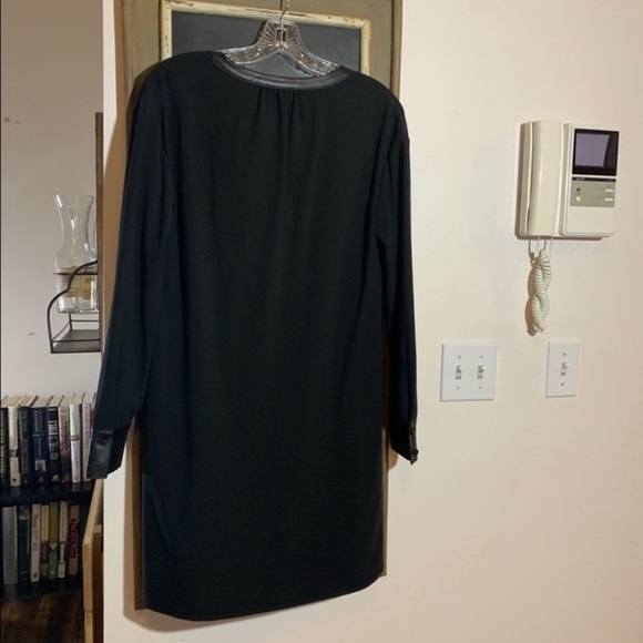 Theory Black Popover  Combo Dress with Leather Trims Size Small NWT - Picture 5 of 7